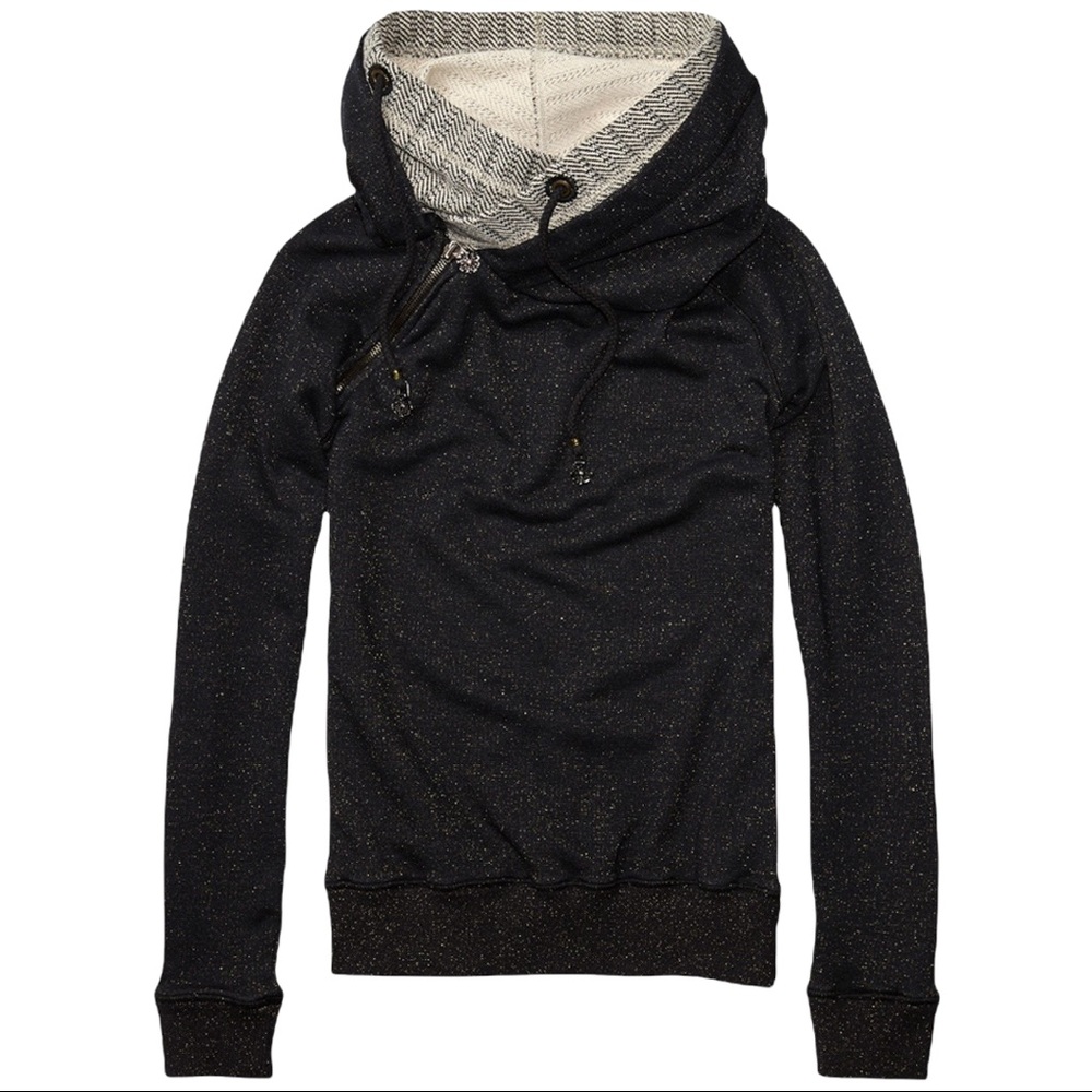 Maison Scotch Scotch&Soda Double Layered Hood Metallic Sparkle Hoodie Size 1